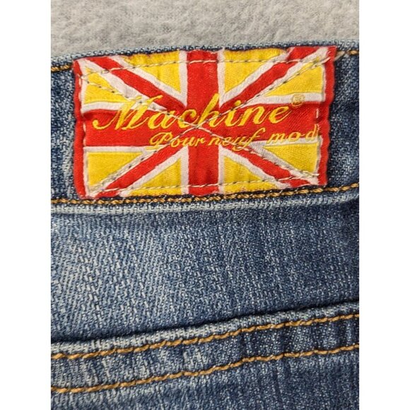 Machine Nouvelle Mode Jeans Womens SZ 30 Blue Destressed Whiskers Tapered Faded - Picture 9 of 16